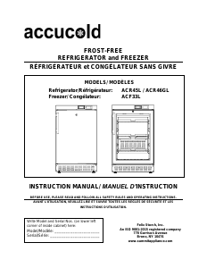 Mode d’emploi Accucold ACF33L Réfrigérateur