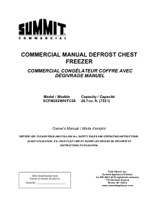 Manual Summit SCFM252WH Freezer