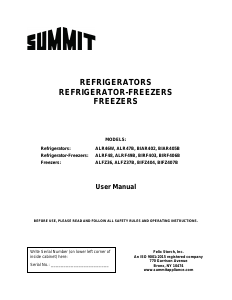 Manual Summit ALFZ36CSSHV Freezer