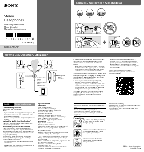 Manual de uso Sony MDR-EX14AP Auriculares