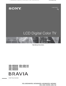 Manual Sony Bravia KDL-46S3000 LCD Television