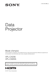 Mode d’emploi Sony VPL-CW255 Projecteur
