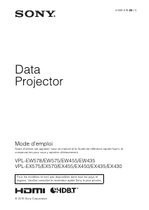 Mode d’emploi Sony VPL-EW435 Projecteur