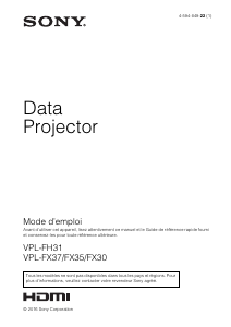 Mode d’emploi Sony VPL-FX35 Projecteur