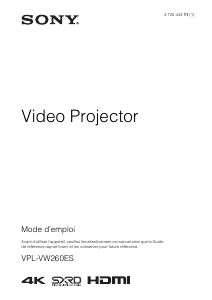Mode d’emploi Sony VPL-VW260ES Projecteur
