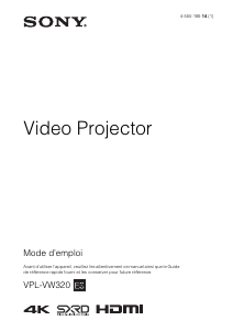 Mode d’emploi Sony VPL-VW320 Projecteur