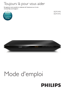 Mode d’emploi Philips BDP3490M Lecteur de blu-ray