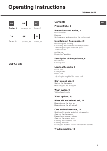 Brugsanvisning Hotpoint-Ariston LSFA+ 935 SK Opvaskemaskine