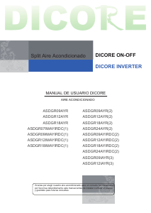 Manual de uso Dicore ASDGR12IAYR(3) Aire acondicionado