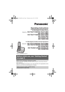 Manual Panasonic KX-TG3721SX Wireless Phone