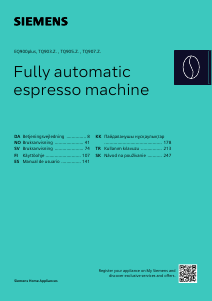 Käyttöohje Siemens TQ905RZ3 Espressokeitin