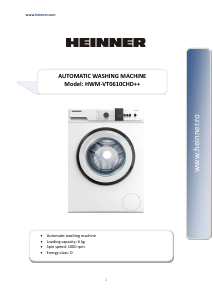 Manual Heinner HWM-VT0610CHD++ Washing Machine