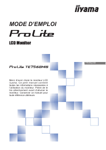 Mode d’emploi iiyama ProLite TE7568MIS Moniteur LCD