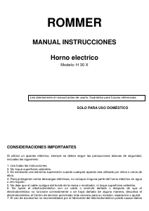 Manual de uso Rommer H 30 X Horno