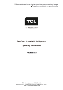 Manual de uso TCL RF260BSE0 Frigorífico combinado