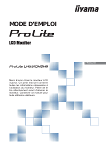 Mode d’emploi iiyama ProLite LH5510HSHB Moniteur LCD