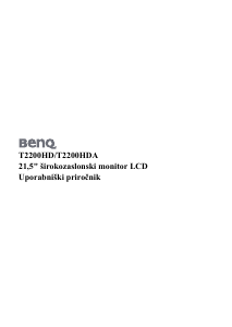 Priročnik BenQ T2200HD LCD-zaslon