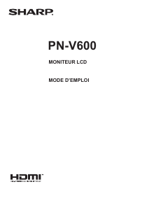 Mode d’emploi Sharp PN-V600 Moniteur LCD