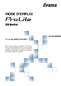 Mode d’emploi iiyama ProLite B2875UHSU Moniteur LCD