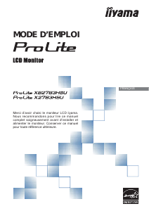 Mode d’emploi iiyama ProLite XB2783HSU Moniteur LCD