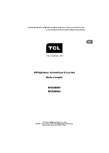Mode d’emploi TCL RP282BSE0 Réfrigérateur combiné