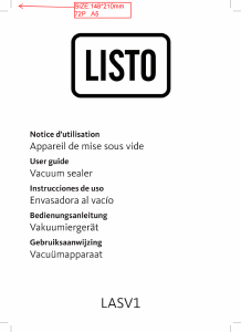 Manual de uso Listo LASV1 Sellador de vacío