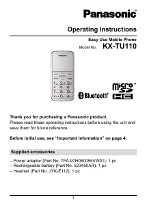 Handleiding Panasonic KX-TU110EXC Mobiele telefoon