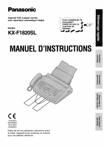 Mode d’emploi Panasonic KX-F1820SL Télécopieur