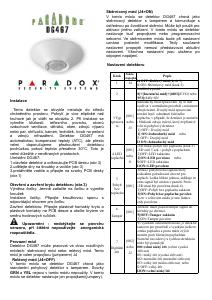 Manuál Paradox DG467 Paradome Detektor pohybu