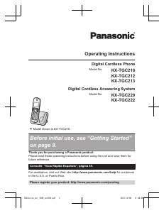 Manual Panasonic KX-TGC210 Wireless Phone