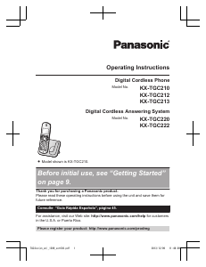 Manual Panasonic KX-TGC212 Wireless Phone