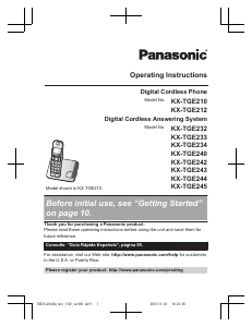 Manual Panasonic KX-TGE210 Wireless Phone