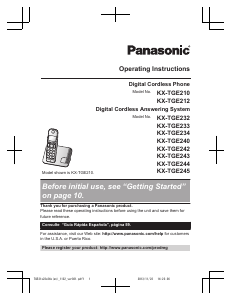Manual Panasonic KX-TGE212 Wireless Phone