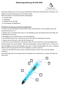 Bedienungsanleitung PlazaPlace X338 3D Stift