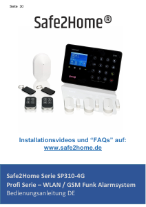 Bedienungsanleitung Safe2Home SP310-4G Alarmsystem