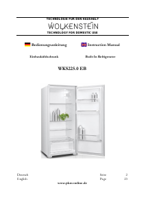 Handleiding Wolkenstein WKS225.0 EB Koelkast