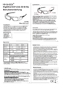 Bedienungsanleitung Hi-Shock HighEnd DLP-Link 3D-Brille