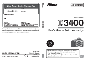 Manual Nikon D3400 Digital Camera
