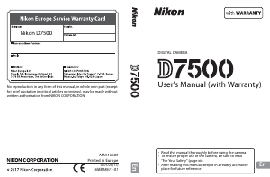 Manual Nikon D7500 Digital Camera