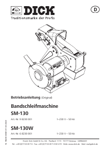 Bedienungsanleitung Dick SM-130W Bandschleifer