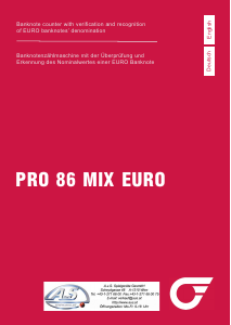 Handleiding PRO 86 Mix Euro Biljettelmachine