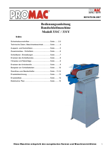 Bedienungsanleitung Promac 331Y Bandschleifer