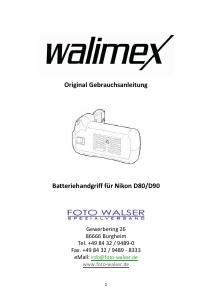 Bedienungsanleitung Walimex Nikon D80 Batteriegriff