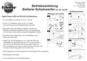 Bedienungsanleitung Filmer 40.208 Fahrradlampe