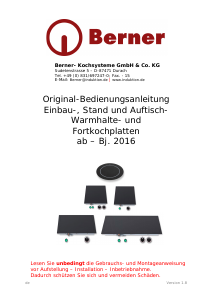 Bedienungsanleitung Berner BAWH2S Buffetwärmer