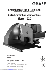 Bedienungsanleitung Graef Bistro 1920 Allesschneider