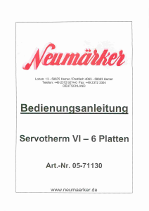 Bedienungsanleitung Neumärker Servotherm VI Buffetwärmer