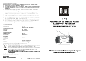 Bedienungsanleitung Dual P40 Stereoanlage
