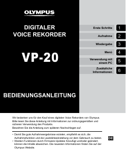 Bedienungsanleitung Olympus VP-20 Diktiergerät