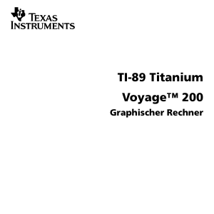 Bedienungsanleitung Texas Instruments TI-89 Titanium Grafikrechner